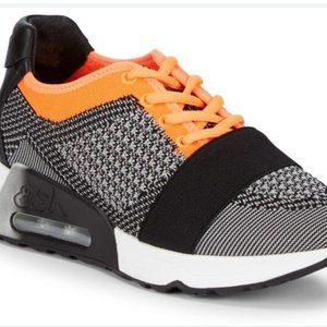 Ash Original Wedge Platform Sneakers Lacey S Gray Orange Size 38 Like New